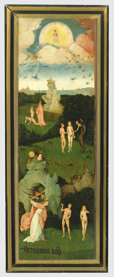 ヘイウェイン：エデンの園を描いた三連祭壇画の左翼、1500年頃（パネル） 作： Hieronymus Bosch