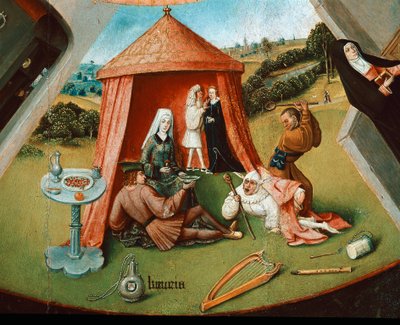 ザ・ラスト七つの大罪の表』の詳細（木に油彩 作： Hieronymus Bosch