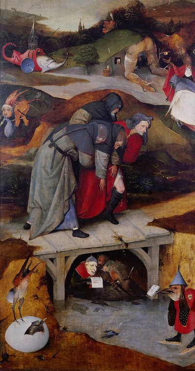 聖アントニウスの誘惑1495年から1515年までの三連祭壇画の左翼の詳細 作： Hieronymus Bosch