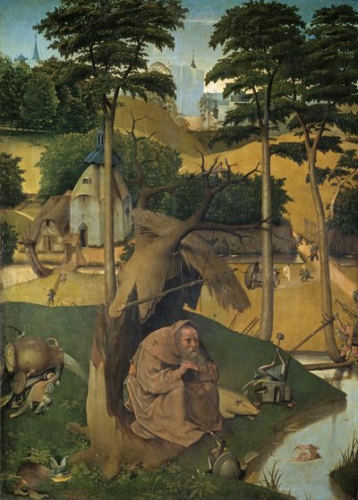 聖アントニウスの誘惑、c。 1490 作： Hieronymus Bosch