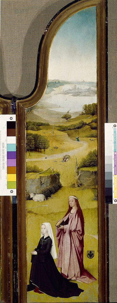 エピファニーのトリプティク、ローマの聖アグネスと寄贈者（油彩・パネル 作： Hieronymus Bosch