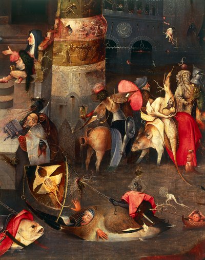 聖アントニウスの誘惑の三連画（中央のパネル） 作： Hieronymus Bosch