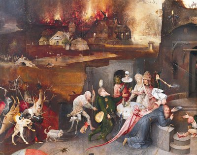 聖アントニウスの誘惑の三連画（中央のパネル） 作： Hieronymus Bosch