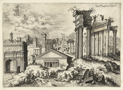 国会議事堂からのフォロ・ロマーノの眺め Ex variis, apvd capitolvm rvinis (...) (オブジェクトのタイトル) ローマの遺跡（シリーズタイトル） 作： Hieronymus Cock