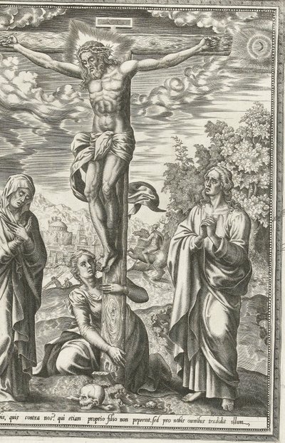 マリア、洗礼者ヨハネ、マグダラのマリアとの磔刑 作： Hieronymus Cock