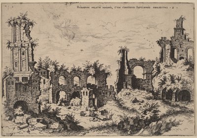 パラティーノの丘にある遺跡とセプティゾニウム 作： Hieronymus Cock
