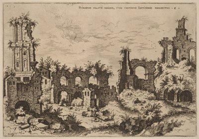 パラティーノの丘にある遺跡とセプティゾニウム 作： Hieronymus Cock