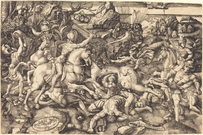 騎兵と歩兵の戦闘 作： Hieronymus Hopfer after Raphael