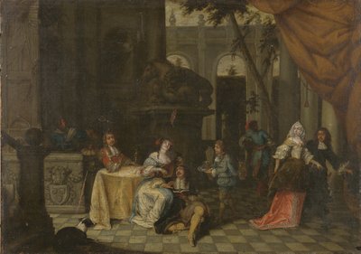 テラスのエレガントな会社、1669年 作： Hieronymus Janssens