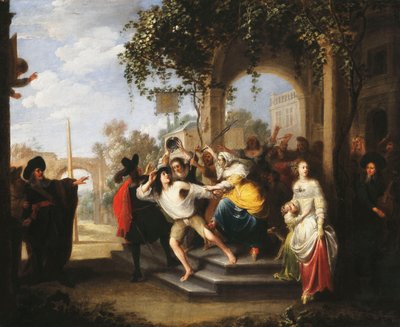 放蕩息子の寓話-放蕩息子がハーロッツに追われた 作： Hieronymus Janssens