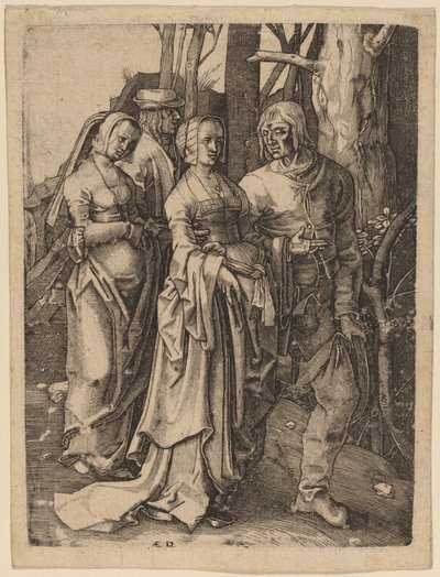 森のふたり 作： Hieronymus Wierix after Lucas van Leyden