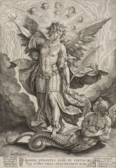 聖ミカエルドラゴンの勝利、1584 作： Hieronymus or Jerome Wierix