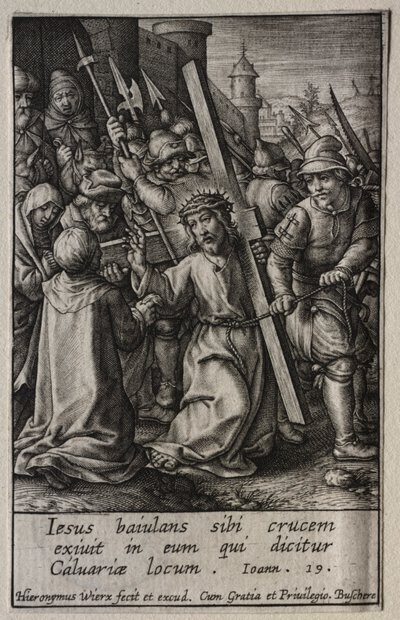 情熱：十字架を運ぶキリスト。 作： Hieronymus or Jerome Wierix