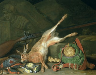 狩猟用具を備えたノウサギの静物（ペアについては93439を参照） 作： Hieronymus the Elder Galle