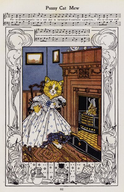 Pussy Cat Mew（カラーリトグラフ 作： Hilda Broughton
