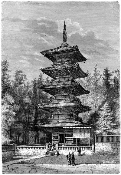 仏教寺院、日光、日本、1895年。 作： Hildibrand