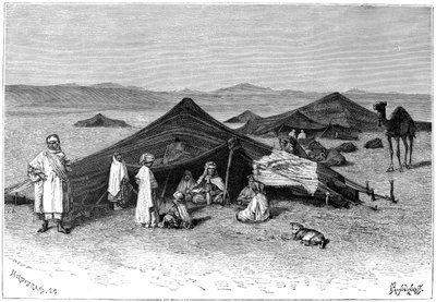 遊牧民の野営地、サハラ、c1890 作： Hildibrand
