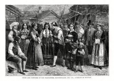 ノルウェーのタイプと衣装、1879年。 作： Hildibrand