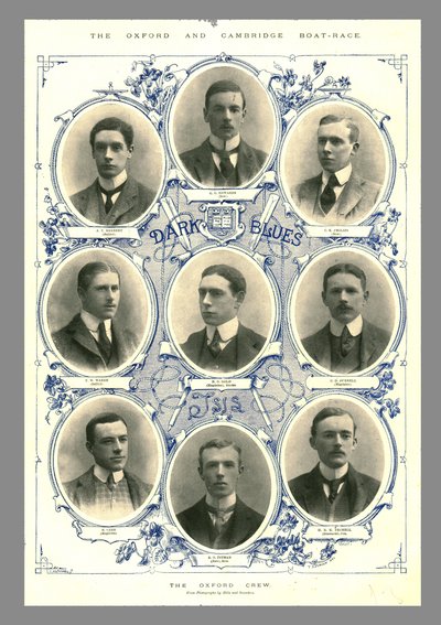 オックスフォードクルー、オックスフォード、ケンブリッジボートレース、1898 作： Hills and Saunders