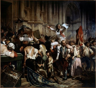フランス革命。イポリット・ドラロッシュ（1797-1856）による「1789年、パリのホテル・ド・ヴィル前のバスティーユの征服者たち」 1839年 作： Paul Delaroche