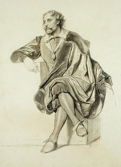 ピーター・ポール・ルーベンス（1577-1640）の肖像画のための習作（鉛筆・木炭・紙） 作： Paul Delaroche