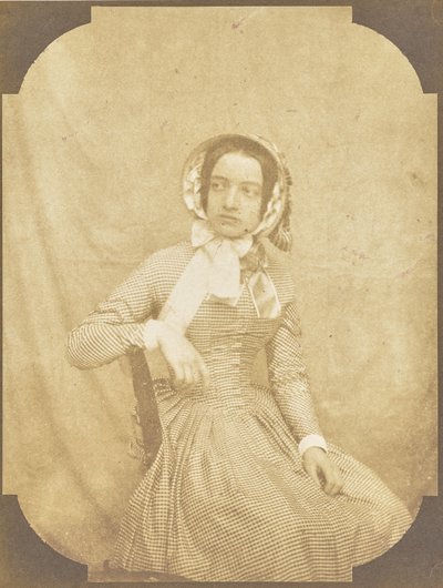 [チェックのドレスを着た若い女性の肖像]。 作： Hippolyte Bayard