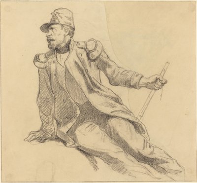 座っている兵士 作： Hippolyte Bellange
