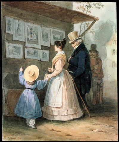 エングレービングの販売店にて」、1831年。 作： Hippolyte Bellange