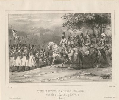 プリンス、フィールド元帥アッバスミルザ1789〜1833年、歩兵連隊を検査、1835年 作： Hippolyte Bellange