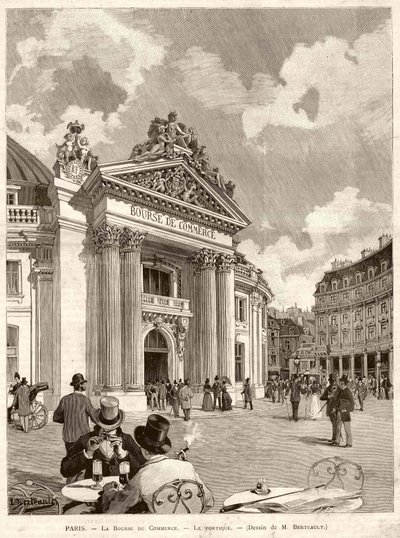 1889年、パリの証券取引所。M.ベルトーによる図面 作： Hippolyte Berteaux