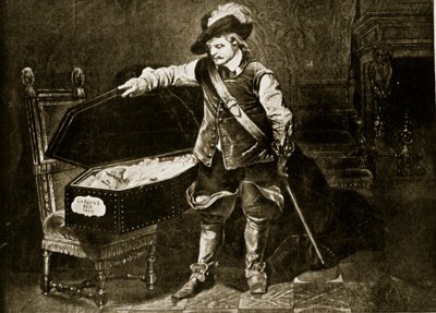 クロムウェルはチャールズ1世の遺体を見る、「ハッチンソンのイギリス国民の物語」、1923年頃のイラスト 作： Hippolyte Delaroche