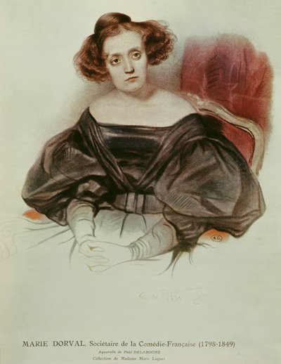 マリードーヴァル（1798〜1849年）、衣装、1831年（紙にトイレ） 作： Hippolyte Delaroche