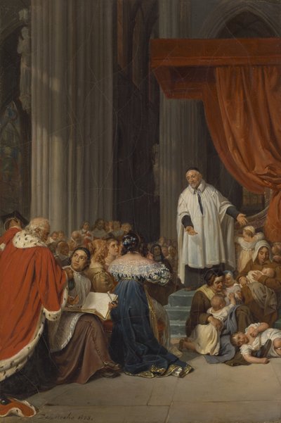 1823年に放棄された子供たちに代わってルイ13世の裁判所に説教したセントビンセントドポール 作： Hippolyte Delaroche