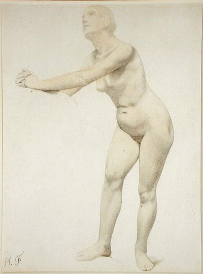 ヌード（鉛筆・水彩・紙） 作： Hippolyte Flandrin