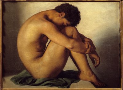 裸の青年の習作 ヒポリット・フランドル（1809-1864）の絵 作： Hippolyte Flandrin
