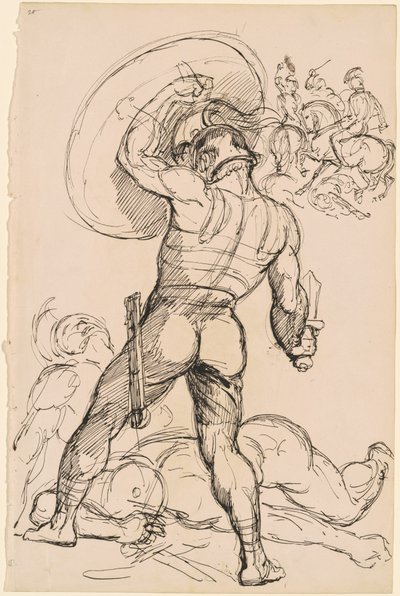 戦闘中の古代ローマの戦士 作： Hippolyte Lalaisse
