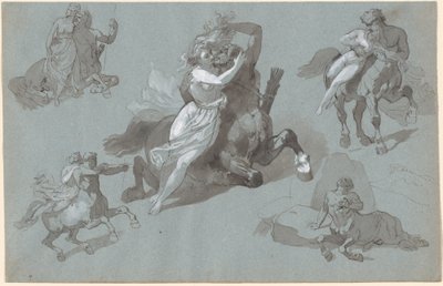 Nessus と Dejanira の 4 つのポーズ、および瀕死の Nessus 作： Hippolyte Lalaisse