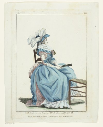 フランスのファッションと衣装のギャラリー 1787, TTT.388: 待っている美しいソフィー... 作： Hippolyte Le Bas