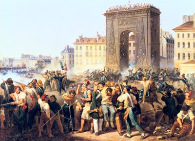 1830年7月28日、パリのポルトセントデニスでの戦い 作： Hippolyte Lecomte