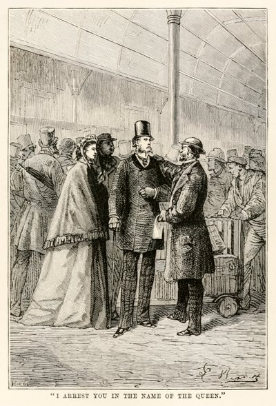 ジュールヴェルヌ（1828〜1905）、1873年、「世界中の80日間」から女王の名であなたを逮捕 作： Hippolyte Leon after Benett