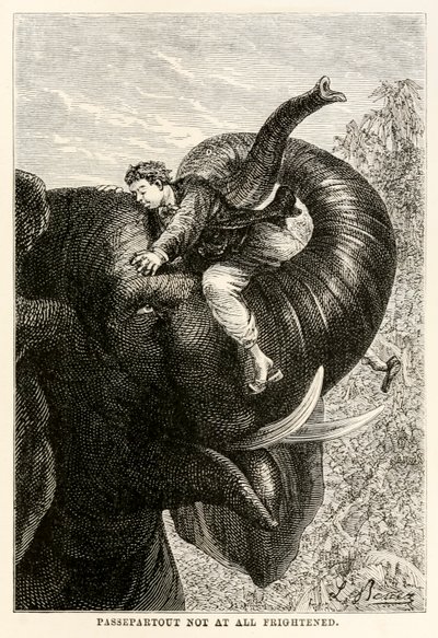 パステルトゥーは恐怖を感じさせなかった、ジュールヴェルヌ（1828-1905）、1873年 作： Hippolyte Leon after Benett