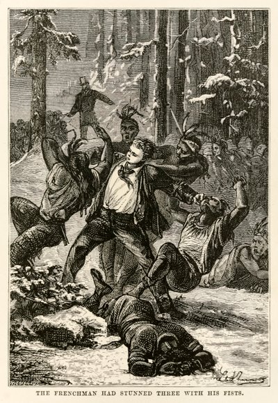 フランス人は拳で3つをスタンしました、ジュリヴェルヌ（1828-1905）による80日間の世界中からのアンリテオフィルヒルデブランド（1824-97）、1873年の彫刻 作： Hippolyte Leon after Benett