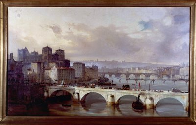 リヨンの大司教区の橋を渡る行列 - 1835～1840年頃のイポリット・レイマリーの絵画、リヨンのガダーニュ美術館。 作： Hippolyte Leymarie