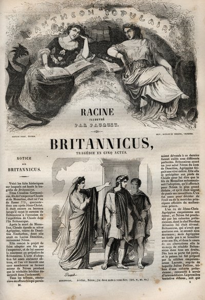 Britannicus tragedie en cinq actes - Oeuvres de Jean Racine（ジャン・ラシーヌの作品集）のエングレーヴィング（ポーケによる挿絵とエミール・ド・ラ・ベドリエールによる告知） - 1851年 作： Hippolyte Louis Pauquet