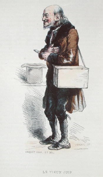 Le Vieux Juif」、パリのL.Curmer社から出版された「Les Francais Par Eux-Memes」の挿絵。 作： Hippolyte Louis and Polydore Pauquet