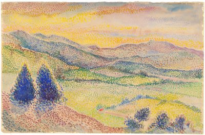 夕暮れ時の広い谷 作： Hippolyte Petitjean