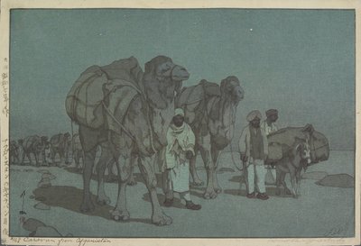 月夜のアフガニスタンからのキャラバン 作： Hiroshi Yoshida
