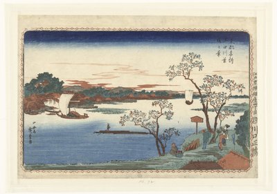 隅田川沿いの桜並木 隅田川葉桜の系 東都名所（連載タイトル） とと名所 作： Hiroshige (I) , Utagawa