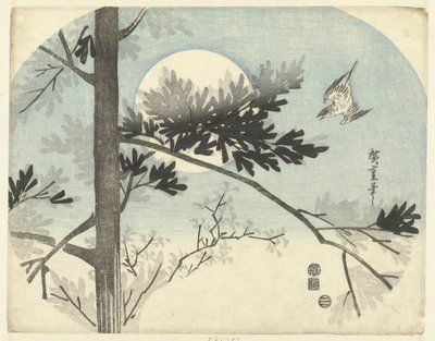 カッコウと松 作： Hiroshige (I) , Utagawa