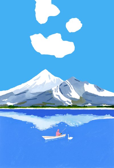 冬の湖での釣り 作： Hiroyuki Izutsu